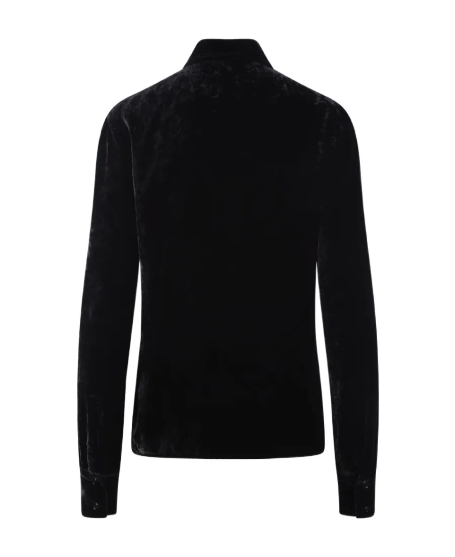 Crushed Silk-Velvet Shirt