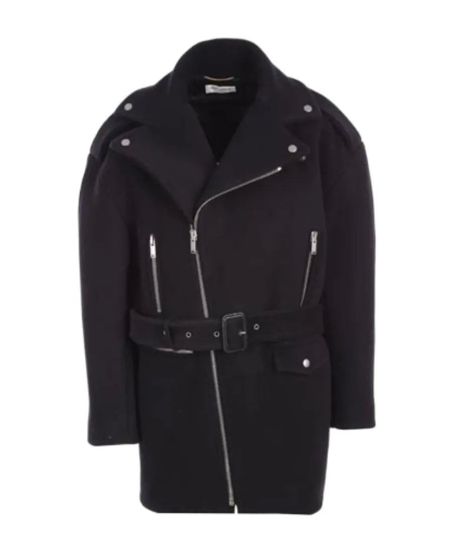 Saint Laurent Zip-Up Belted Coat