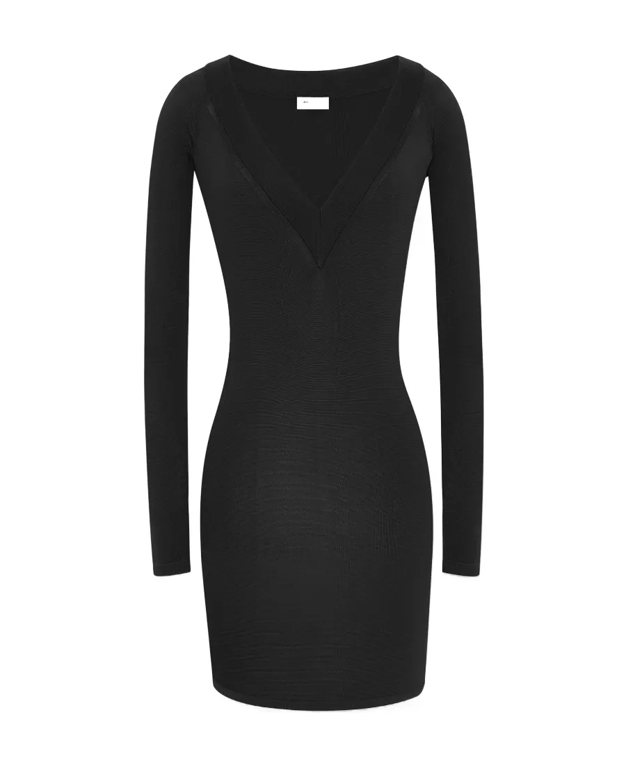 Saint Laurent V-Neck Long-Sleeved Dress