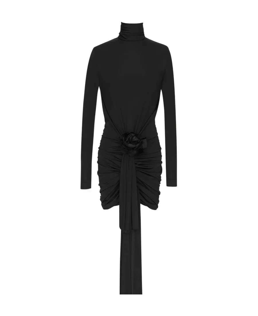 Saint Laurent Draped Turtleneck Mini Dress