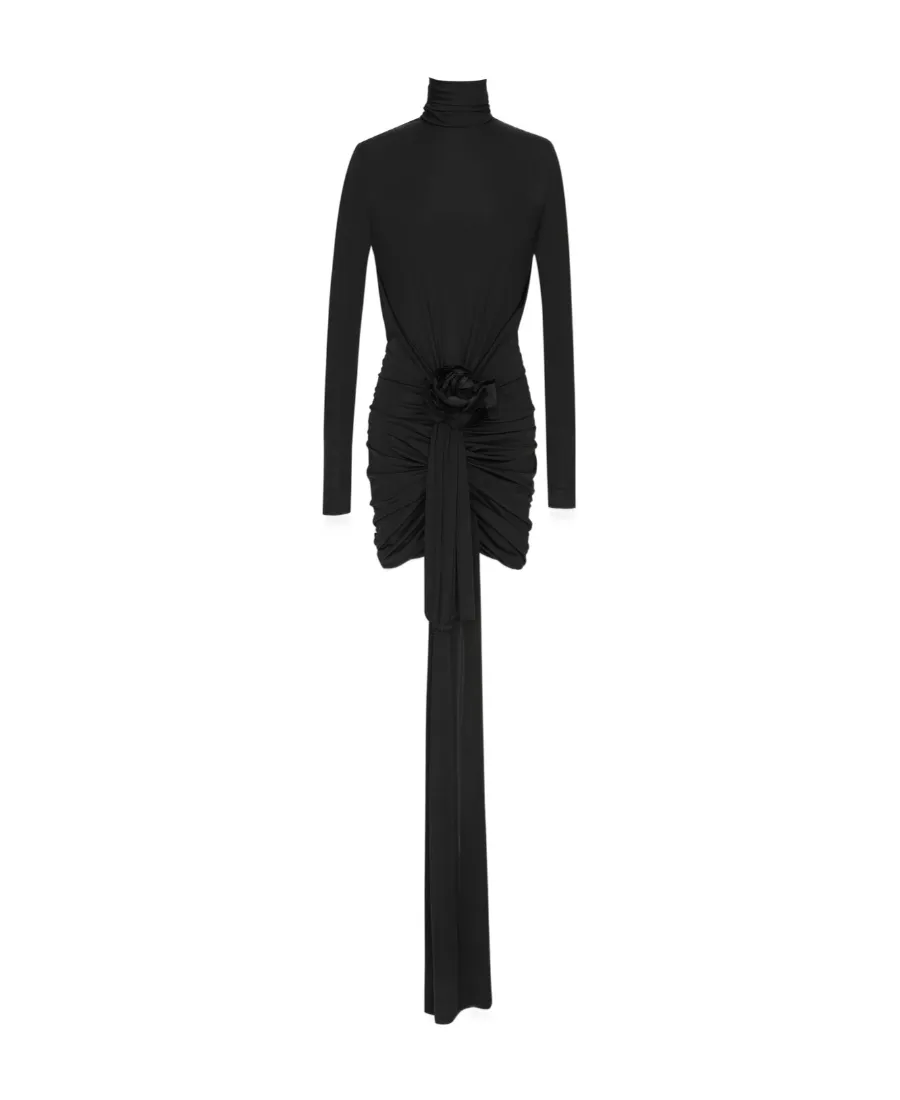 Saint Laurent Draped Turtleneck Mini Dress
