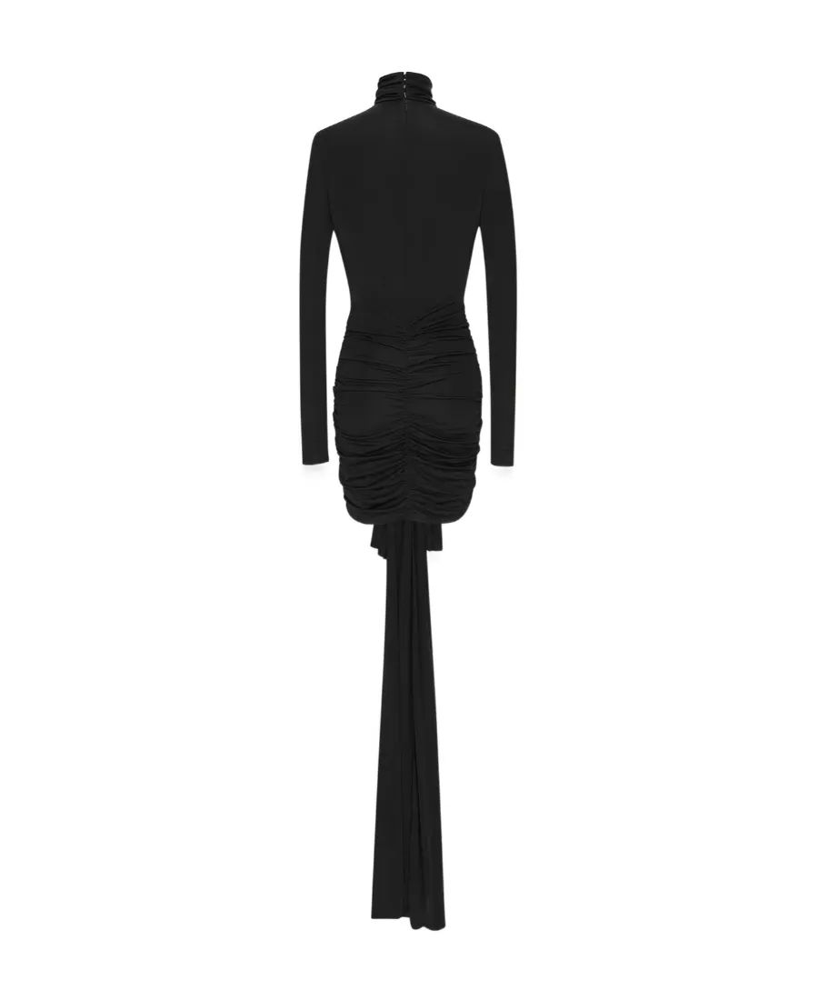 Saint Laurent Draped Turtleneck Mini Dress
