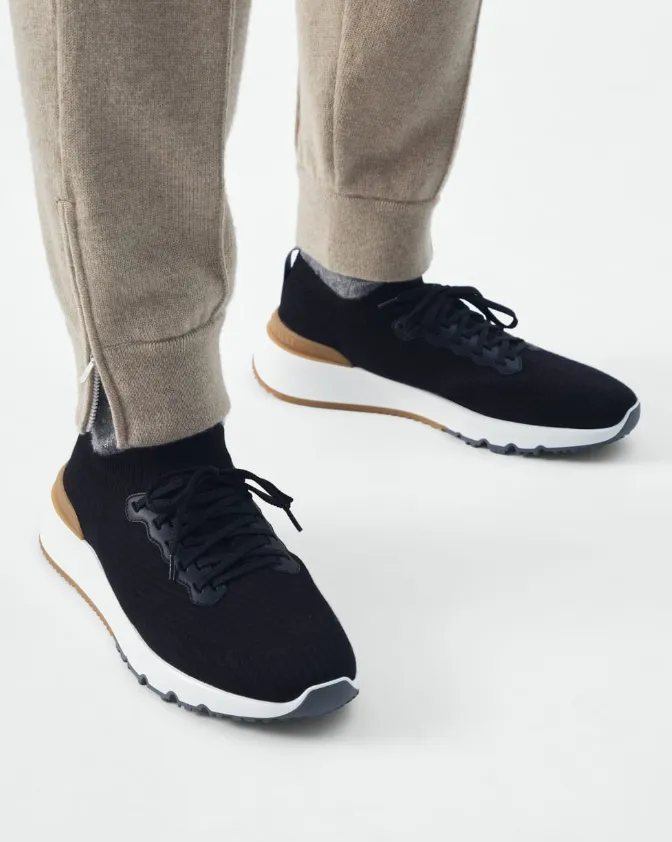 Brunello Cucinelli Knitted Lace-Up Sneakers