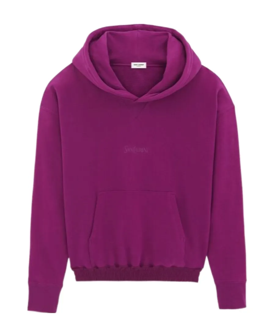 Saint Laurent Logo Embroidered Long-Sleeved Hoodie