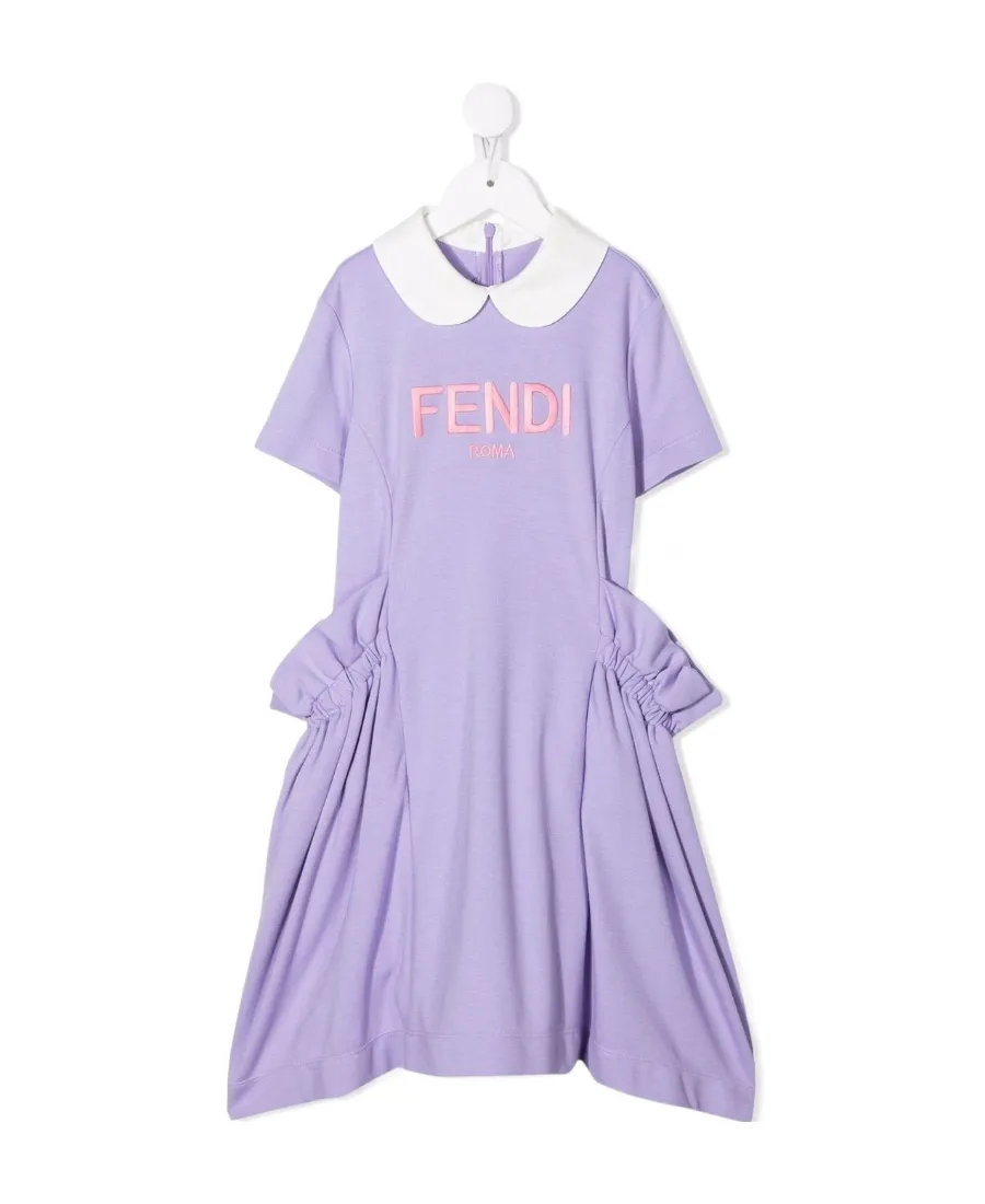 Logo-Print Ruffle-Detail Dress