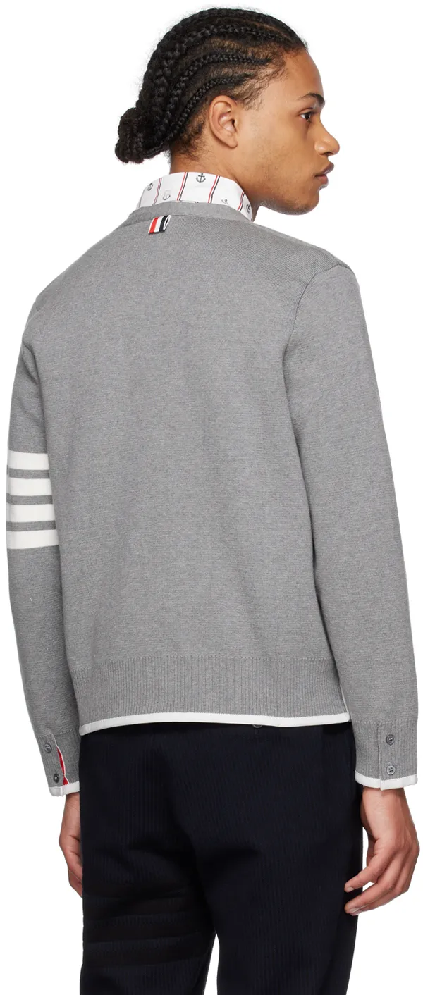 Thom Browne 4-Bar Striped Buttoned Cardigan
