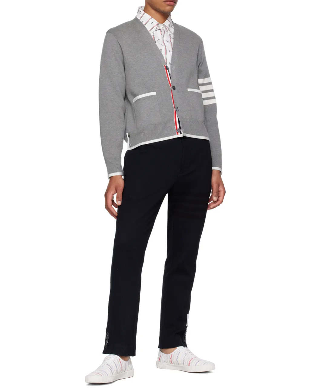 Thom Browne 4-Bar Striped Buttoned Cardigan