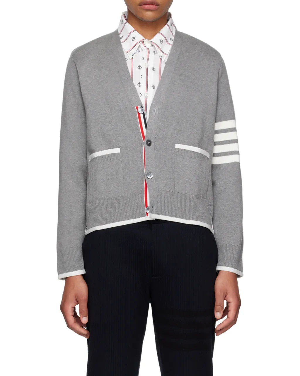 Thom Browne 4-Bar Striped Buttoned Cardigan