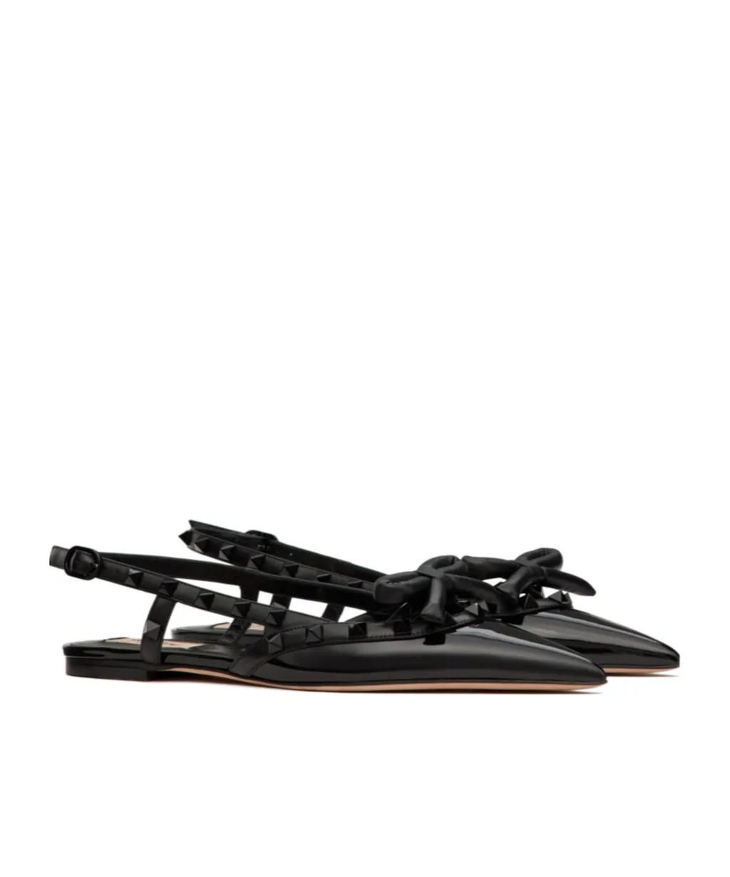 Valentino Garavani Rockstud Pointed Tow Slingback Ballerina Shoes