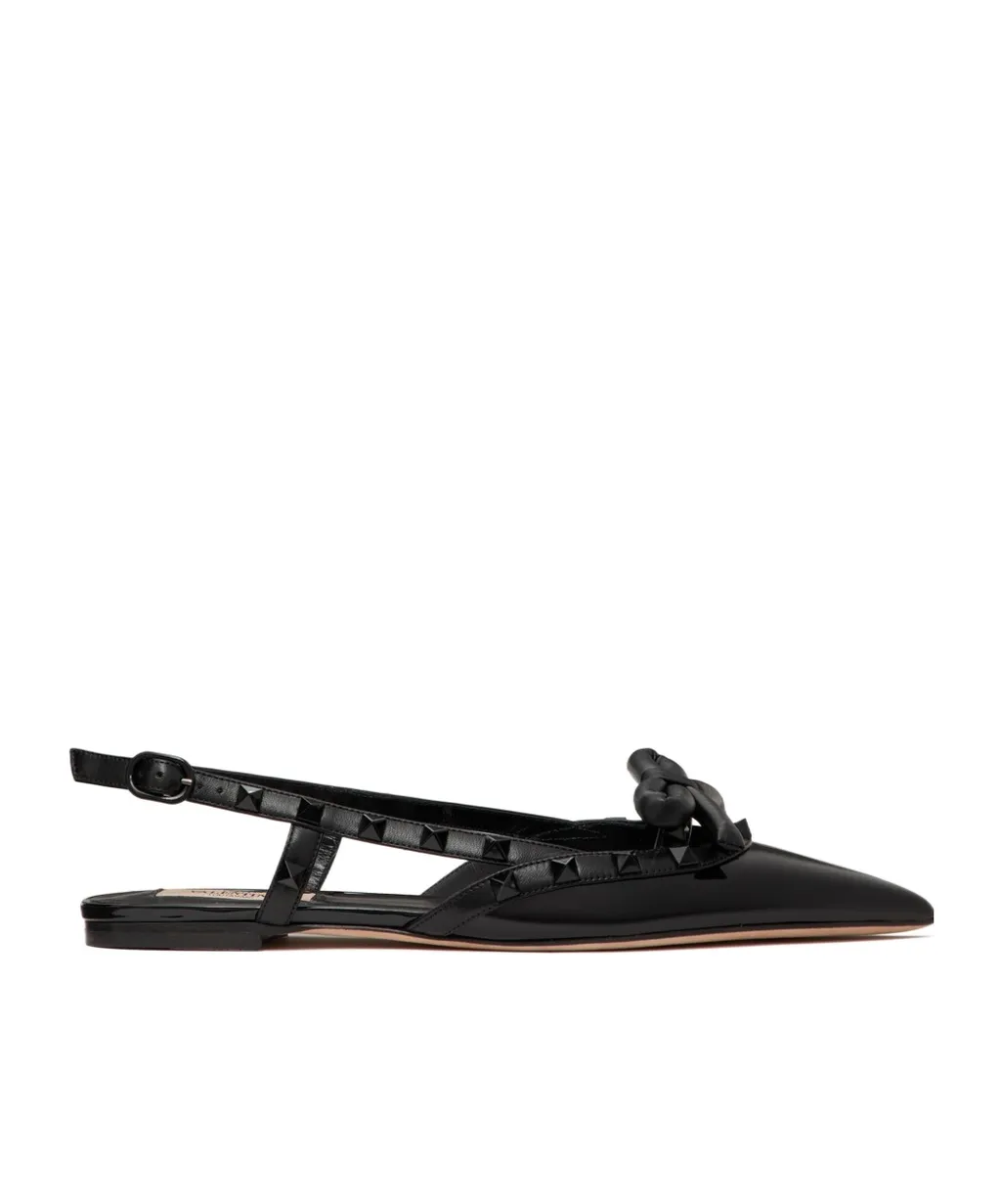Valentino Garavani Rockstud Pointed Tow Slingback Ballerina Shoes