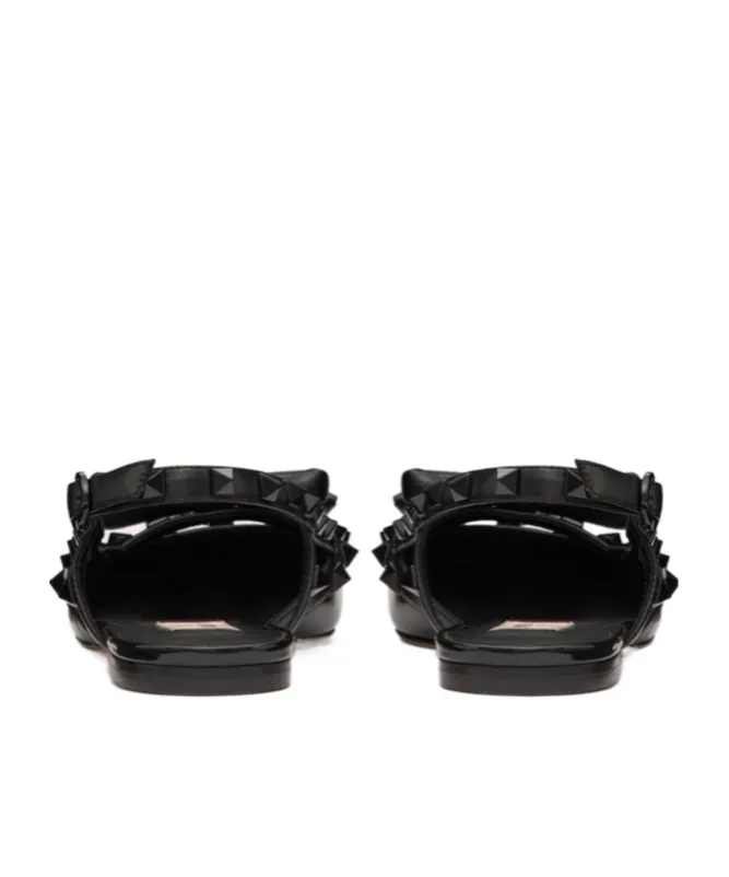 Valentino Garavani Rockstud Pointed Tow Slingback Ballerina Shoes