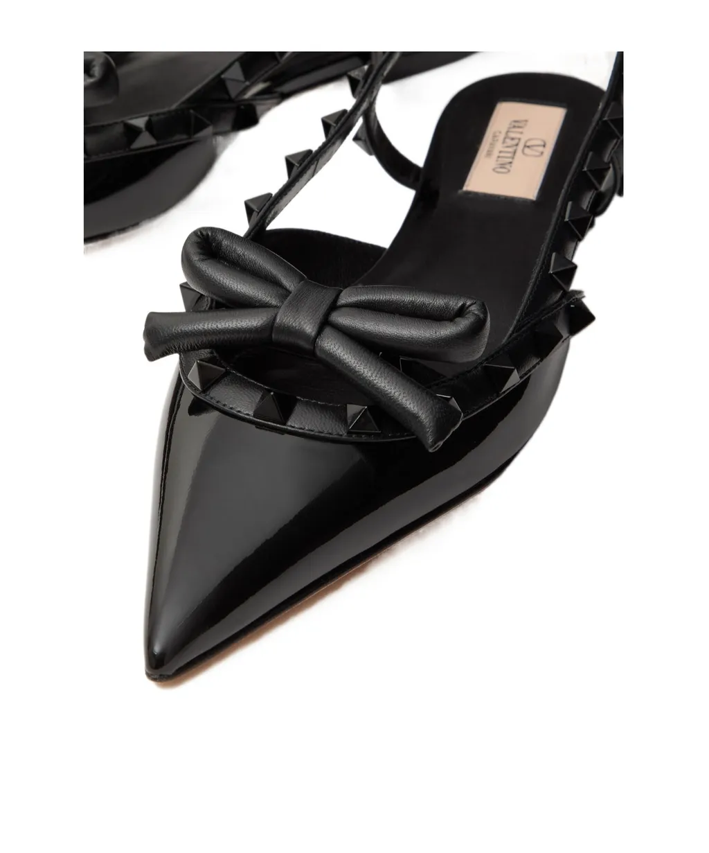 Valentino Garavani Rockstud Pointed Tow Slingback Ballerina Shoes