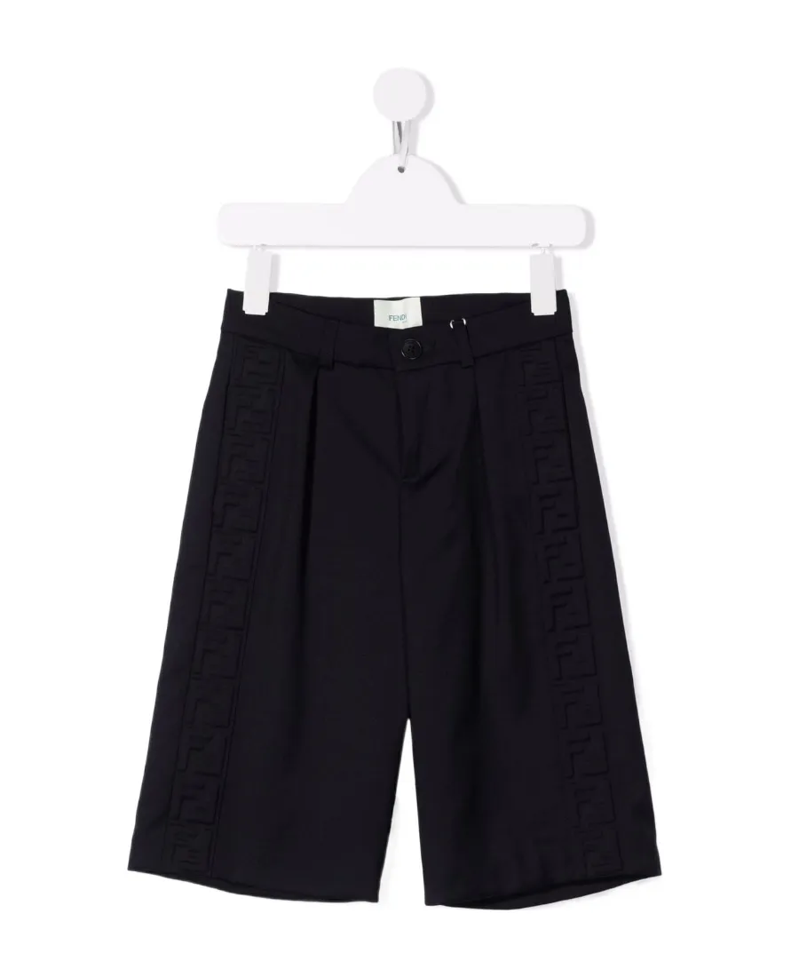 Logo-Embossed Wool Shorts