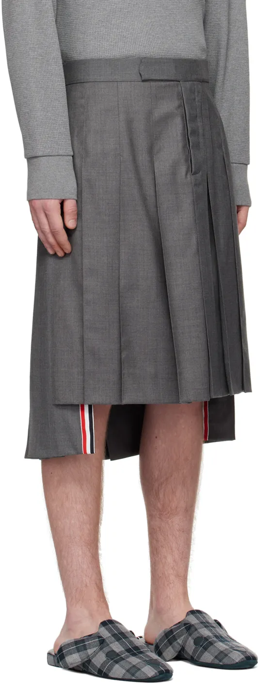 Thom Browne Pleated High-Low Hem Skirt