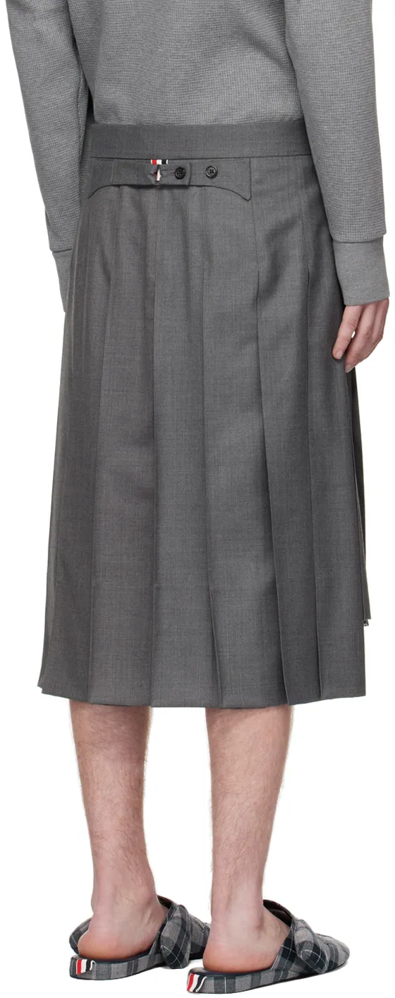 Thom Browne Pleated High-Low Hem Skirt