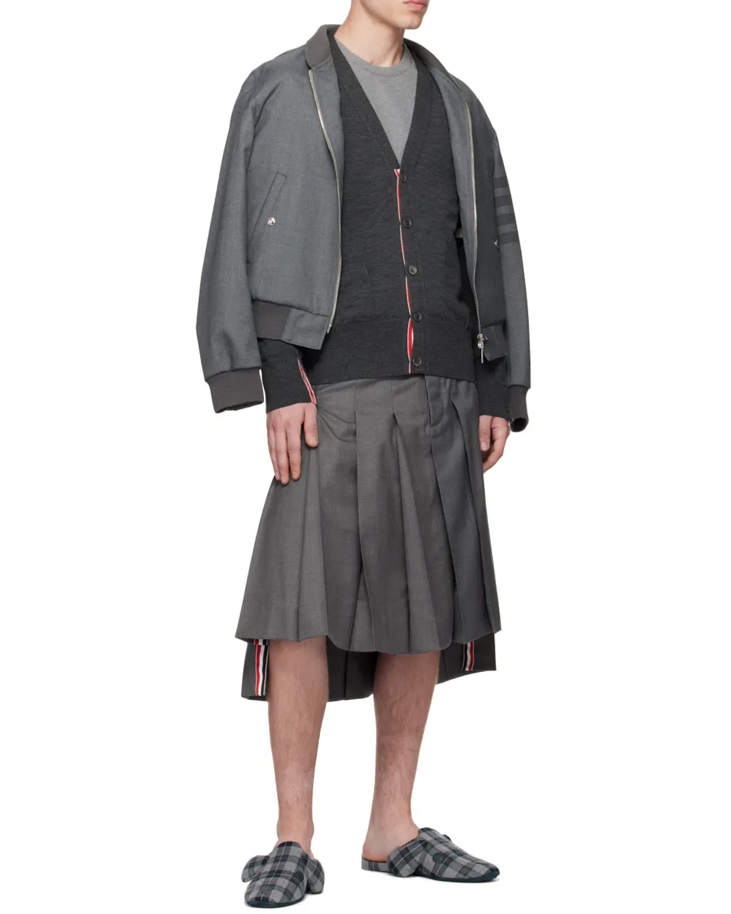 Thom Browne Pleated High-Low Hem Skirt