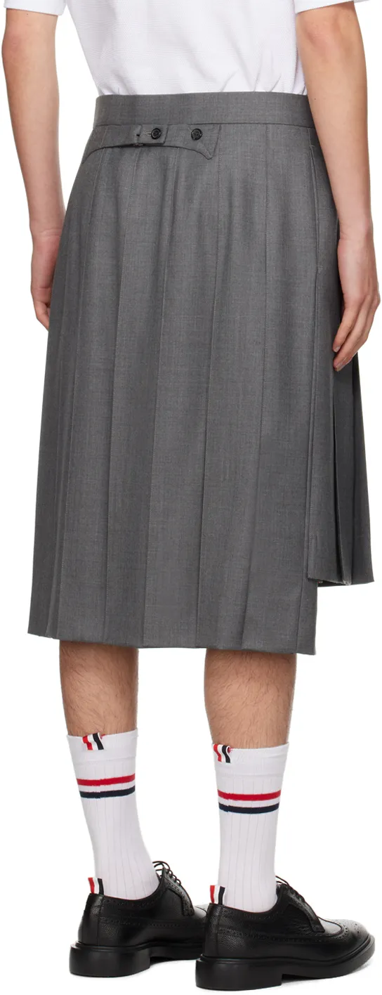Thom Browne Pleated High-Low Hem Skirt
