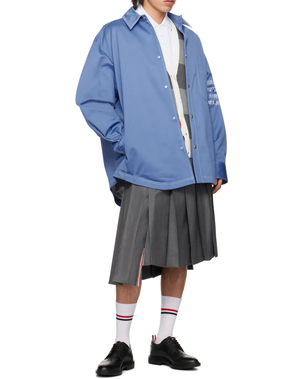 Thom Browne Pleated High-Low Hem Skirt