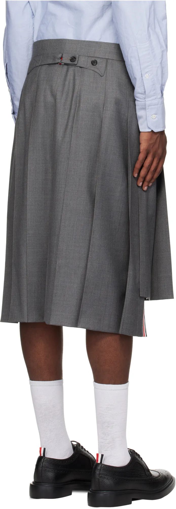 Thom Browne Pleated High-Low Hem Skirt