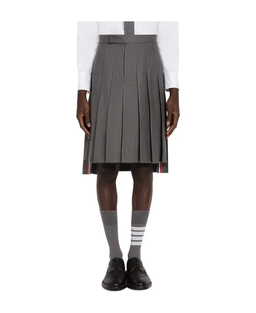 Thom Browne Pleated High-Low Hem Skirt