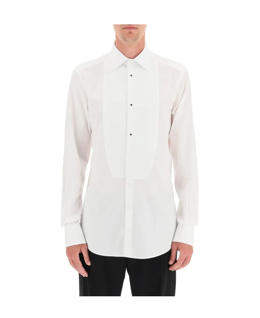 Dolce & Gabbana Embellished Buttoned Poplin Tuxedo Shirt