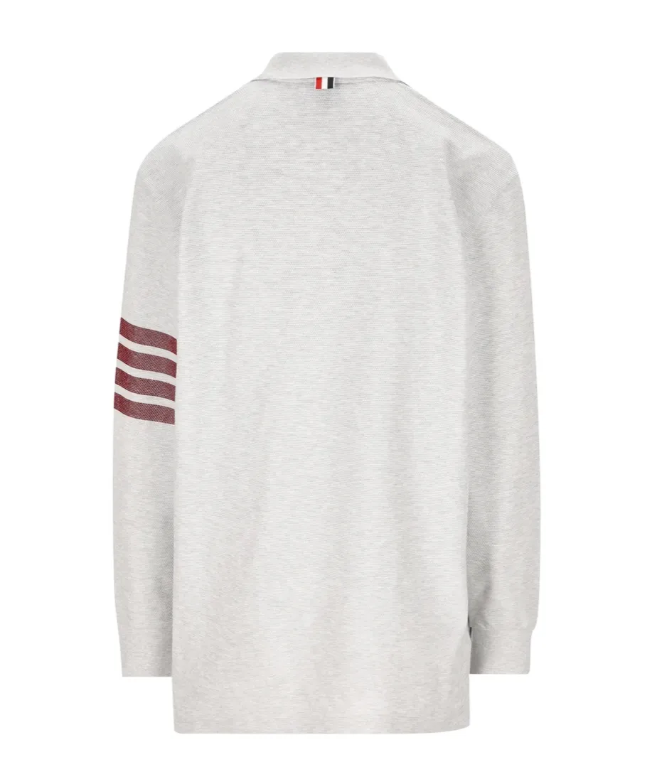 Thom Browne Stripe-Detailed Long-Sleeved Polo Shirt