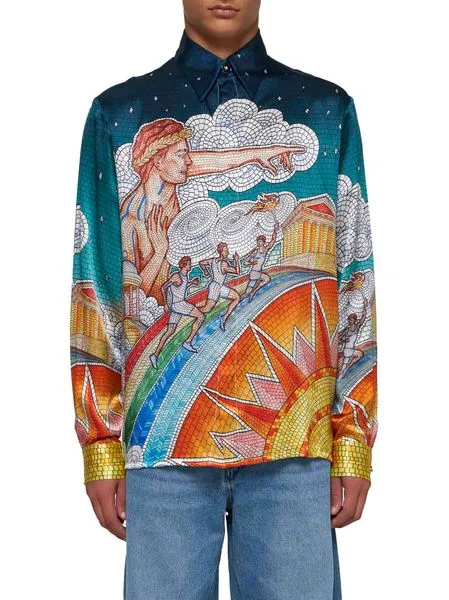 Casablanca Graphic Printed Satin Shirt