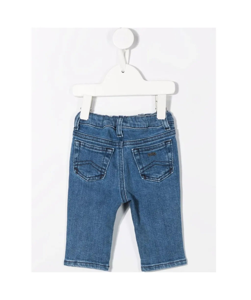 Emporio Armani Kids Logo Plaque Slim Cut Jeans