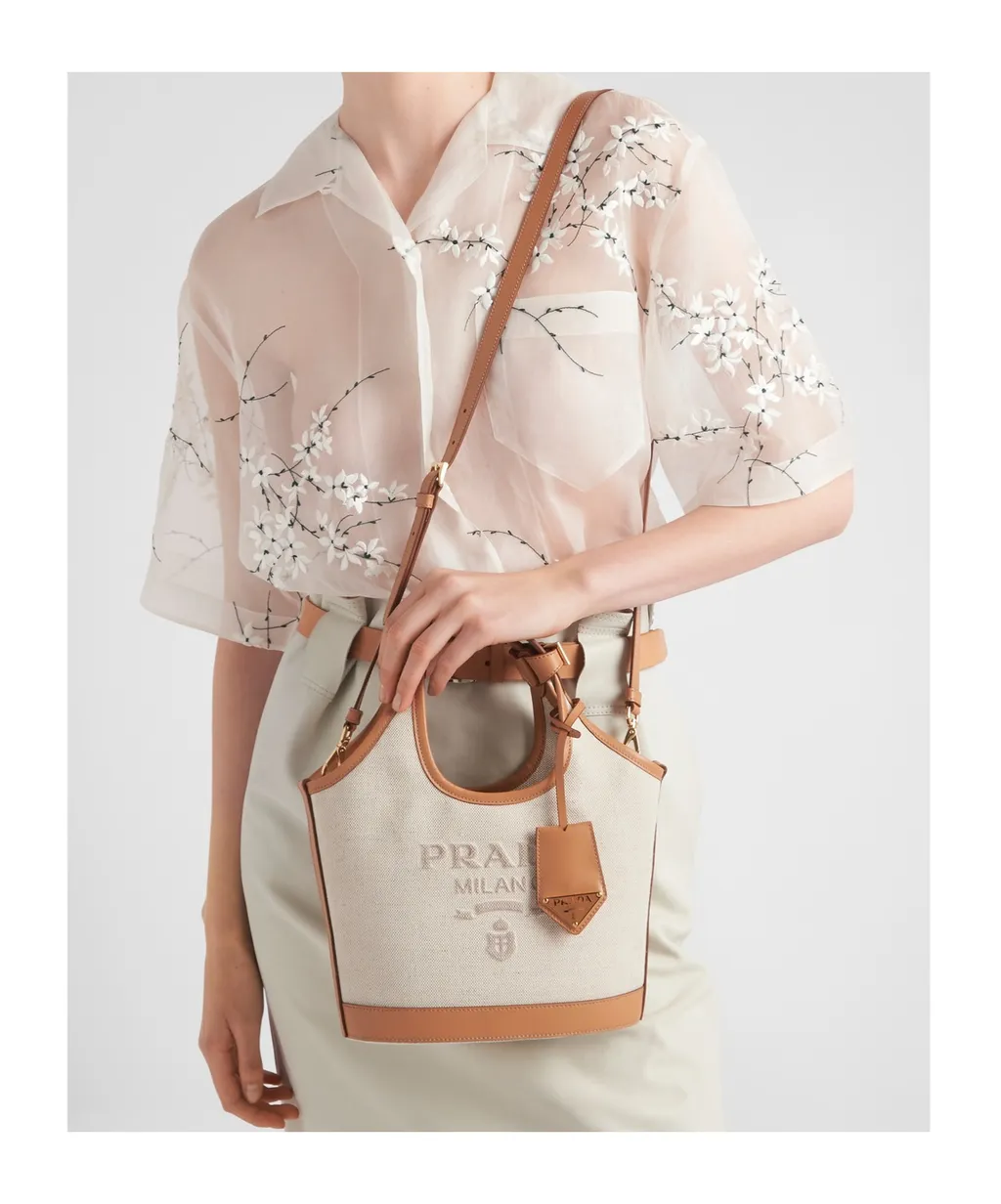 Prada Logo Print Mini Bucket Bag