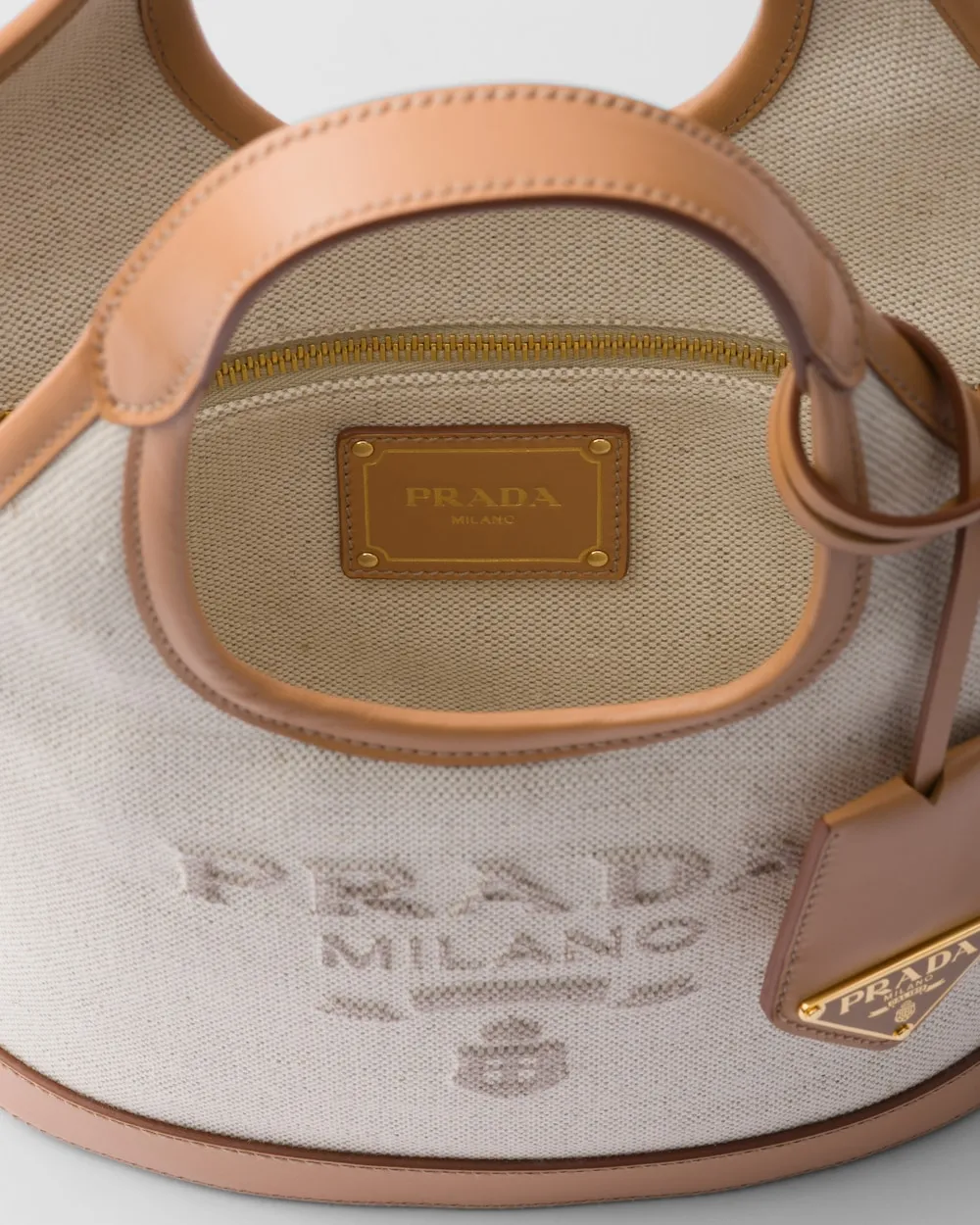 Prada Logo Print Mini Bucket Bag