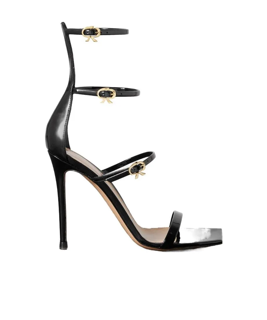 Logo Lacquered Clasp High-Heeled Sandals