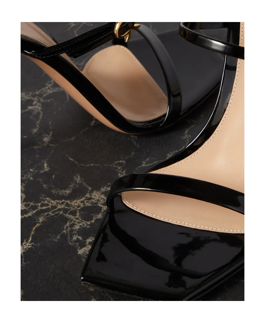 Logo Lacquered Clasp High-Heeled Sandals