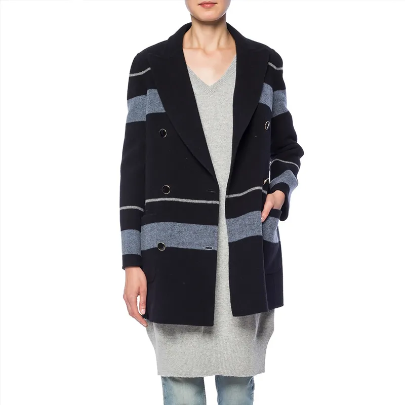 Striped Double-Breasted Coat