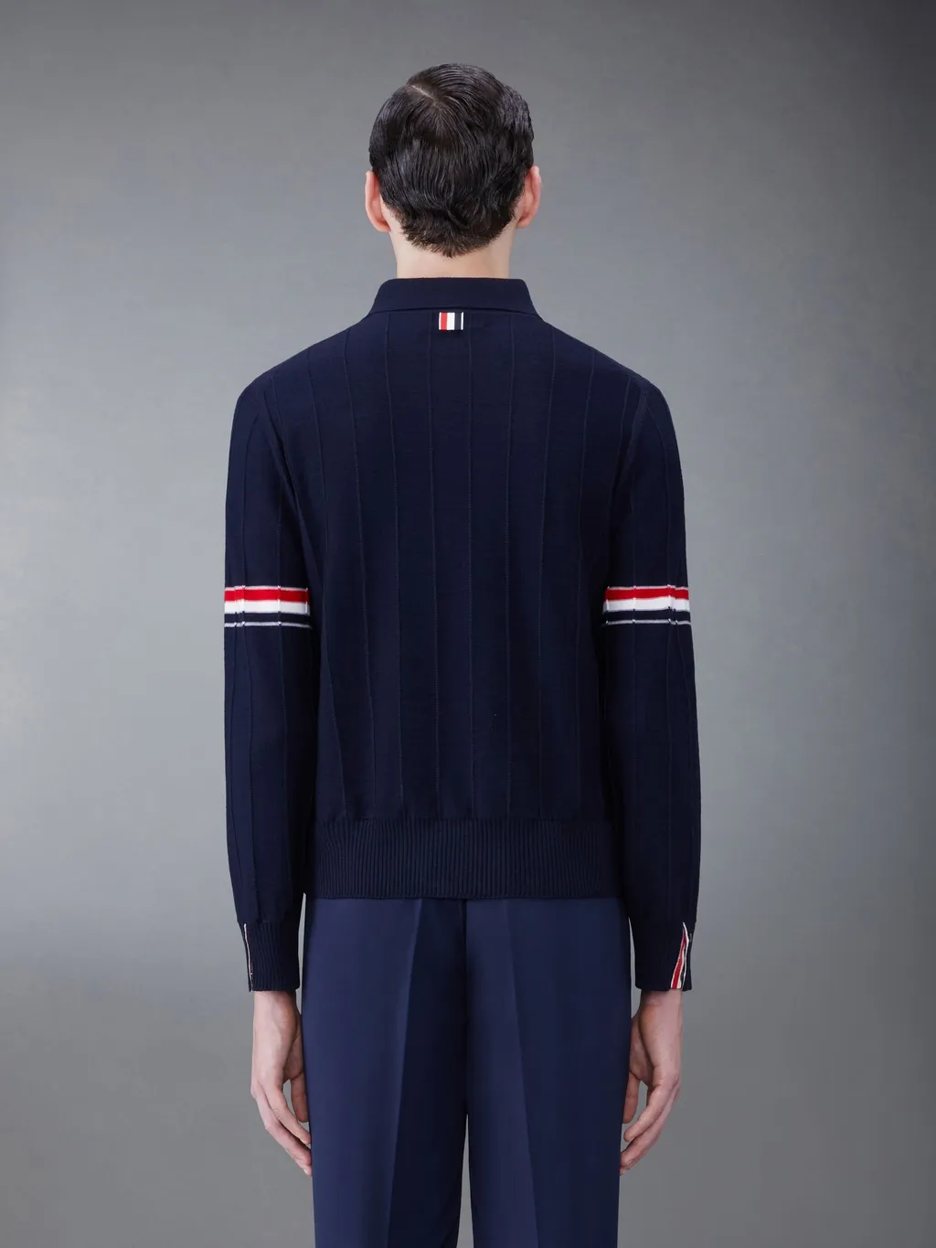 Thom Browne Rwb-Striped Long-Sleeved Polo Shirt