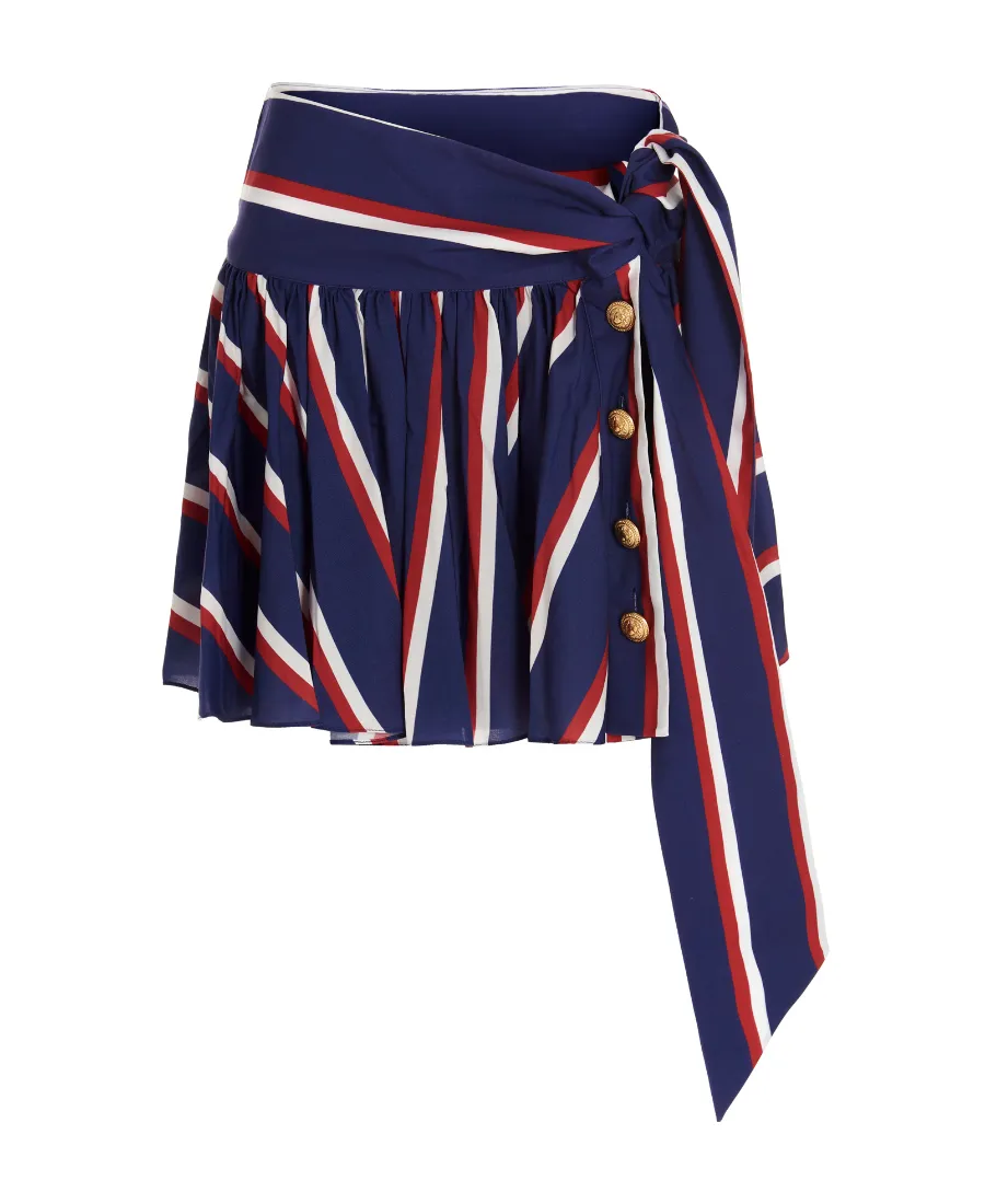 High Summer Capsule - Blue And Red Striped Pleated Skirt