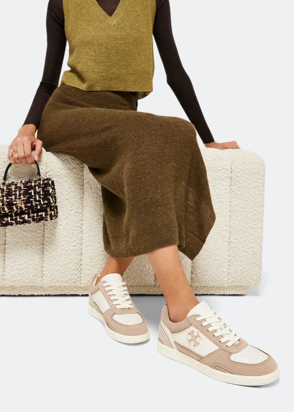 Tory Burch Clover Court Panelled Round Toe Sneakers
