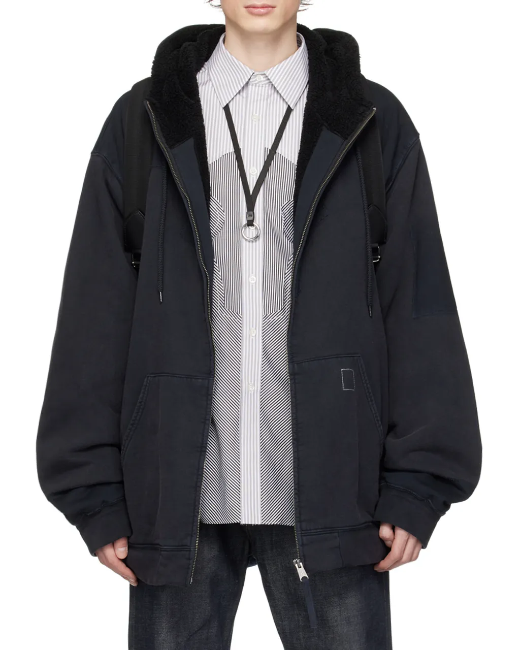 Maison Margiela Zip Up Drawstring Hoodie