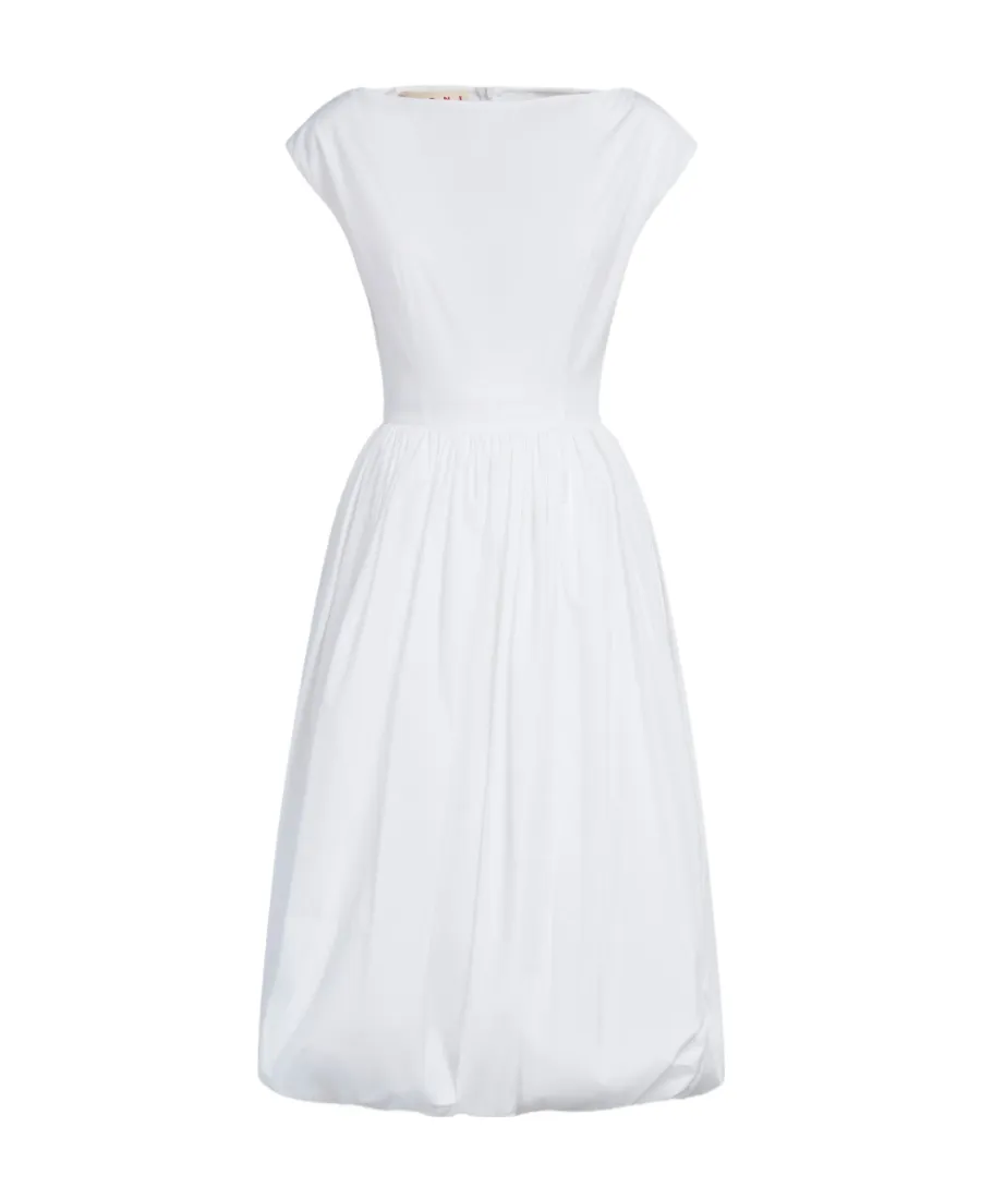 Marni Cap Sleeved Boat-Neck Midi Dress