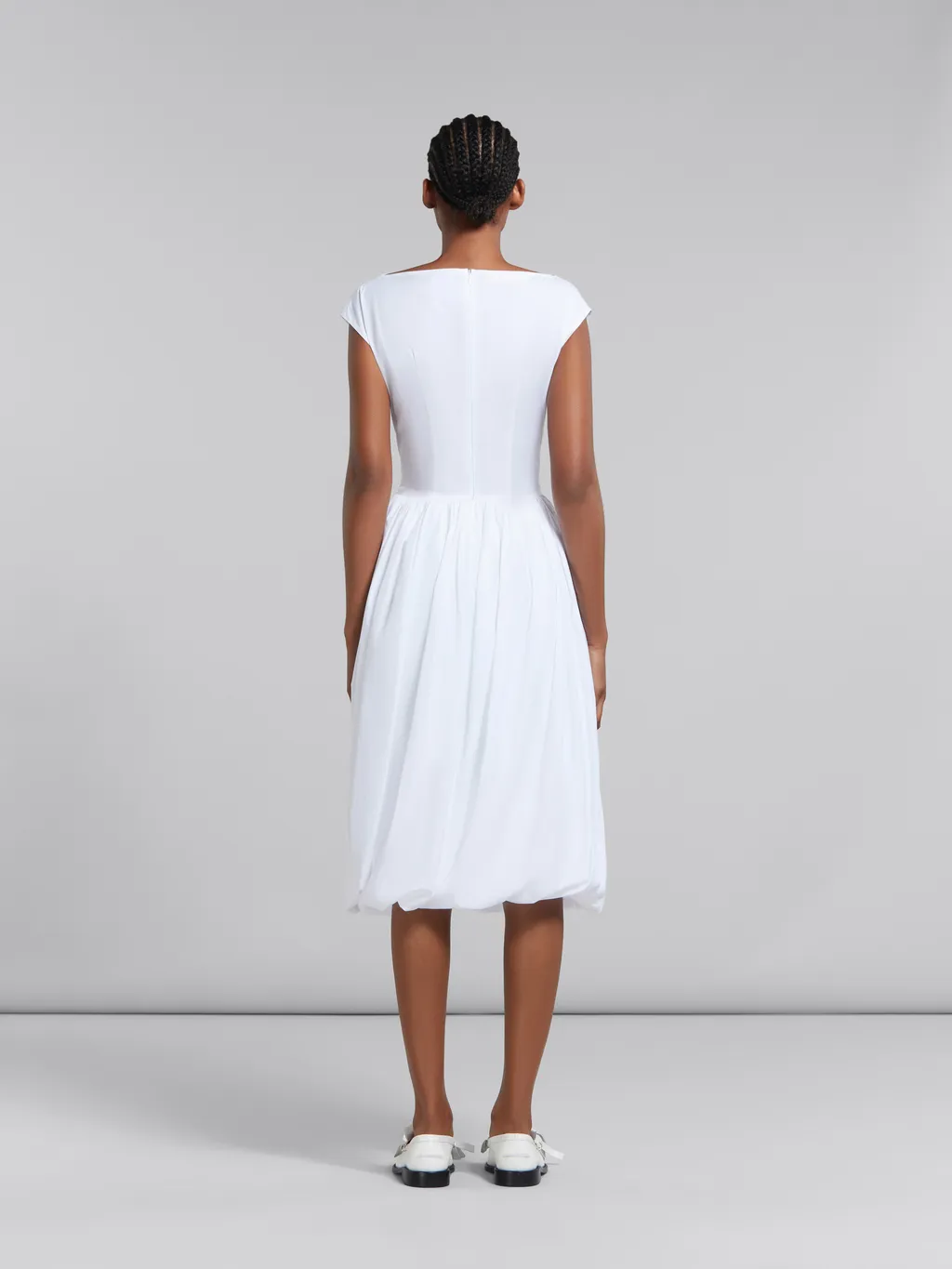 Marni Cap Sleeved Boat-Neck Midi Dress