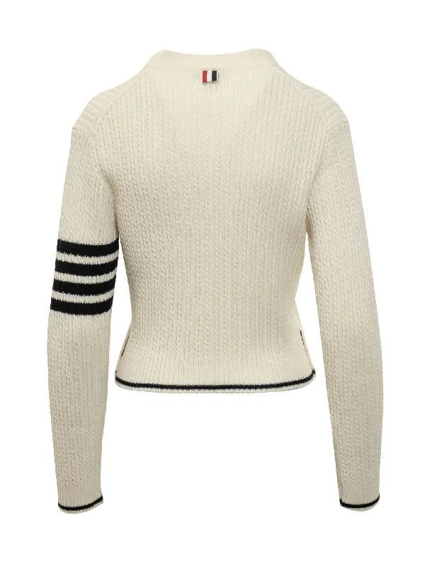 Thom Browne V-Neck Cropped Cable-Knitted Cardigan