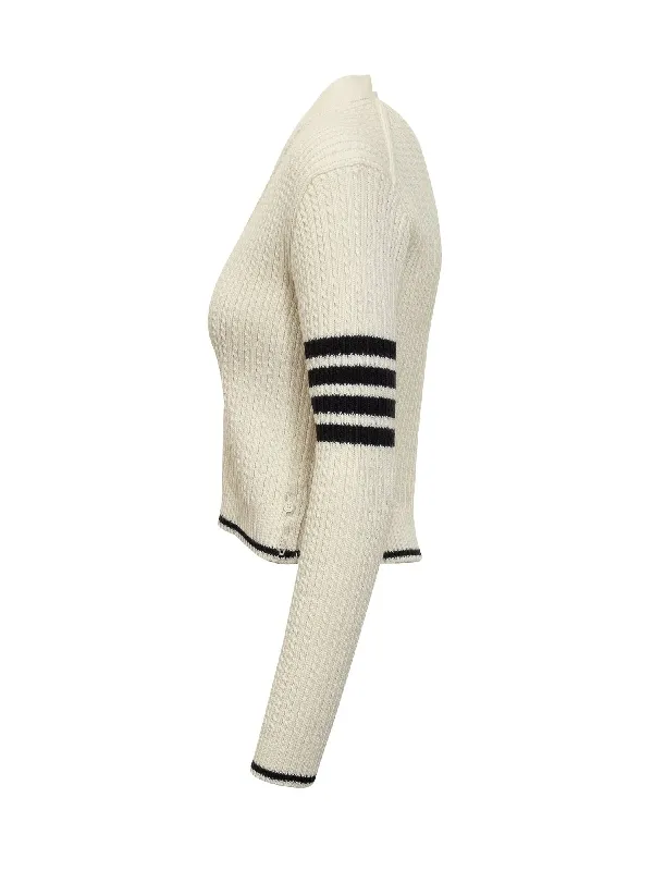 Thom Browne V-Neck Cropped Cable-Knitted Cardigan