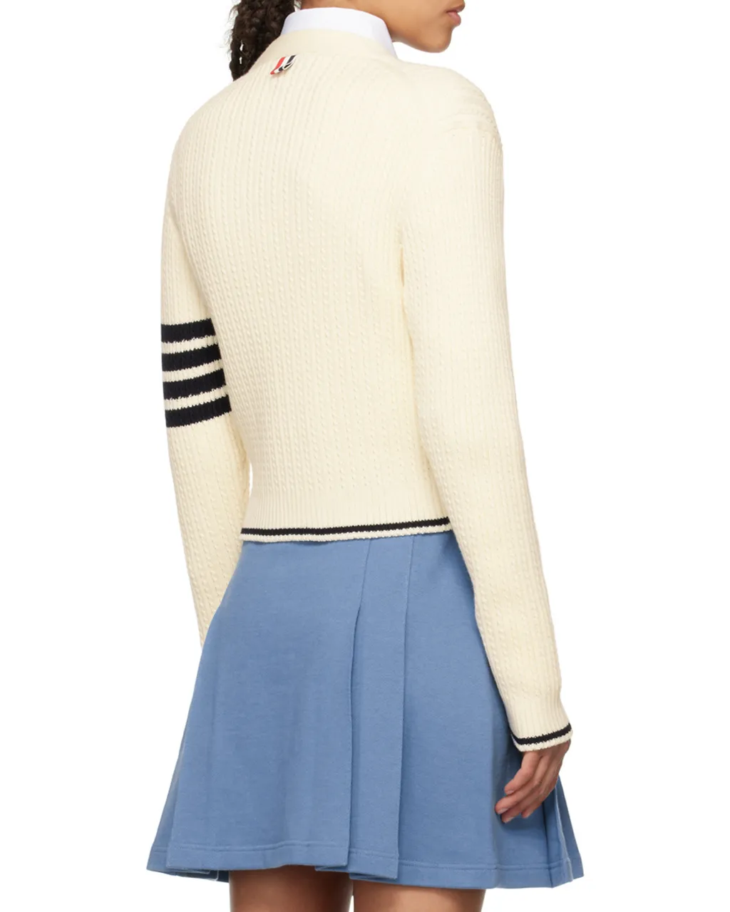 Thom Browne V-Neck Cropped Cable-Knitted Cardigan