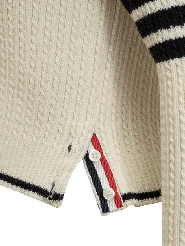Thom Browne V-Neck Cropped Cable-Knitted Cardigan