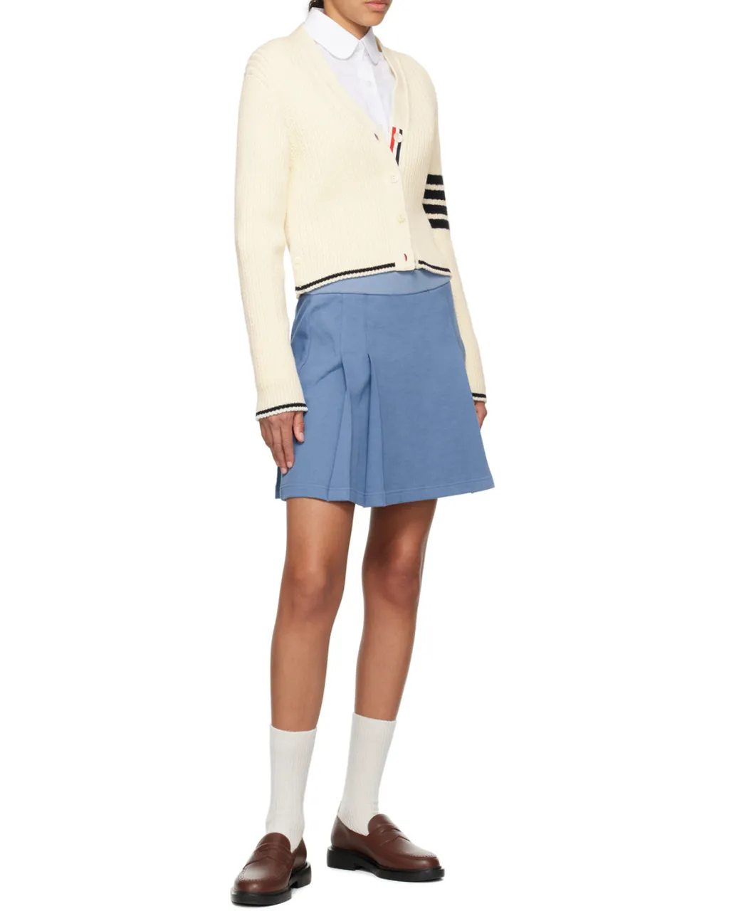 Thom Browne V-Neck Cropped Cable-Knitted Cardigan