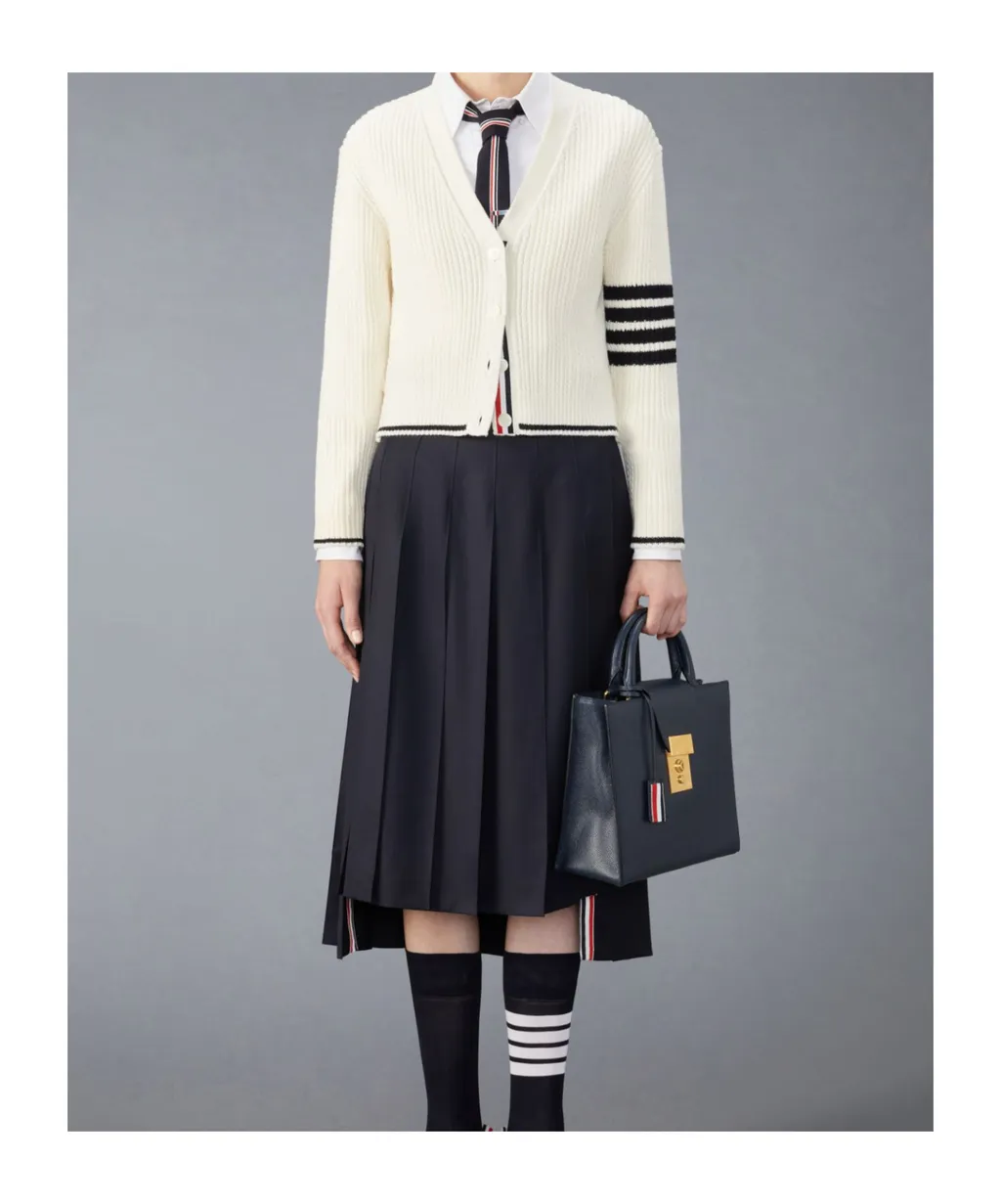 Thom Browne V-Neck Cropped Cable-Knitted Cardigan