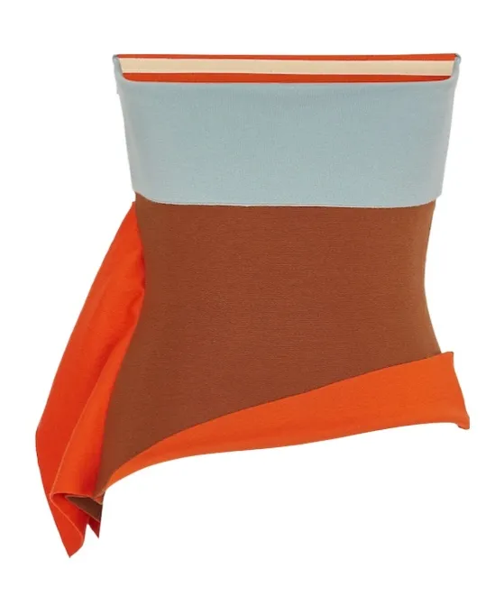 Fendi Asymmetric Draped Color-Block Bustier Top