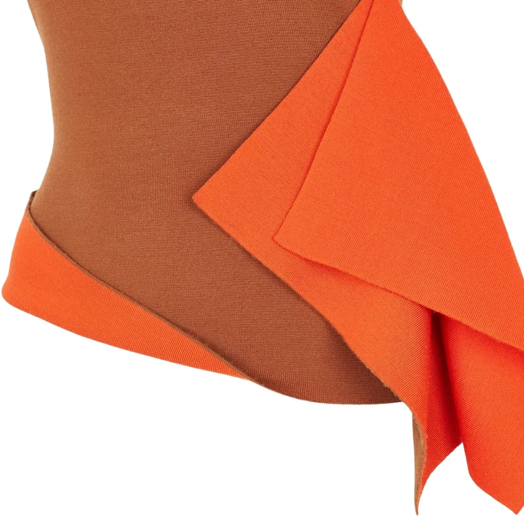 Fendi Asymmetric Draped Color-Block Bustier Top
