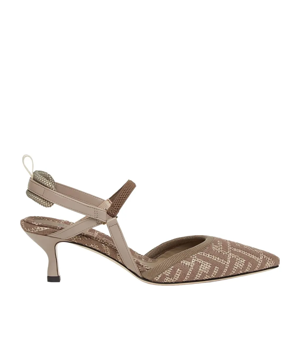 Fendi Logo Detailed Slingback Pumps