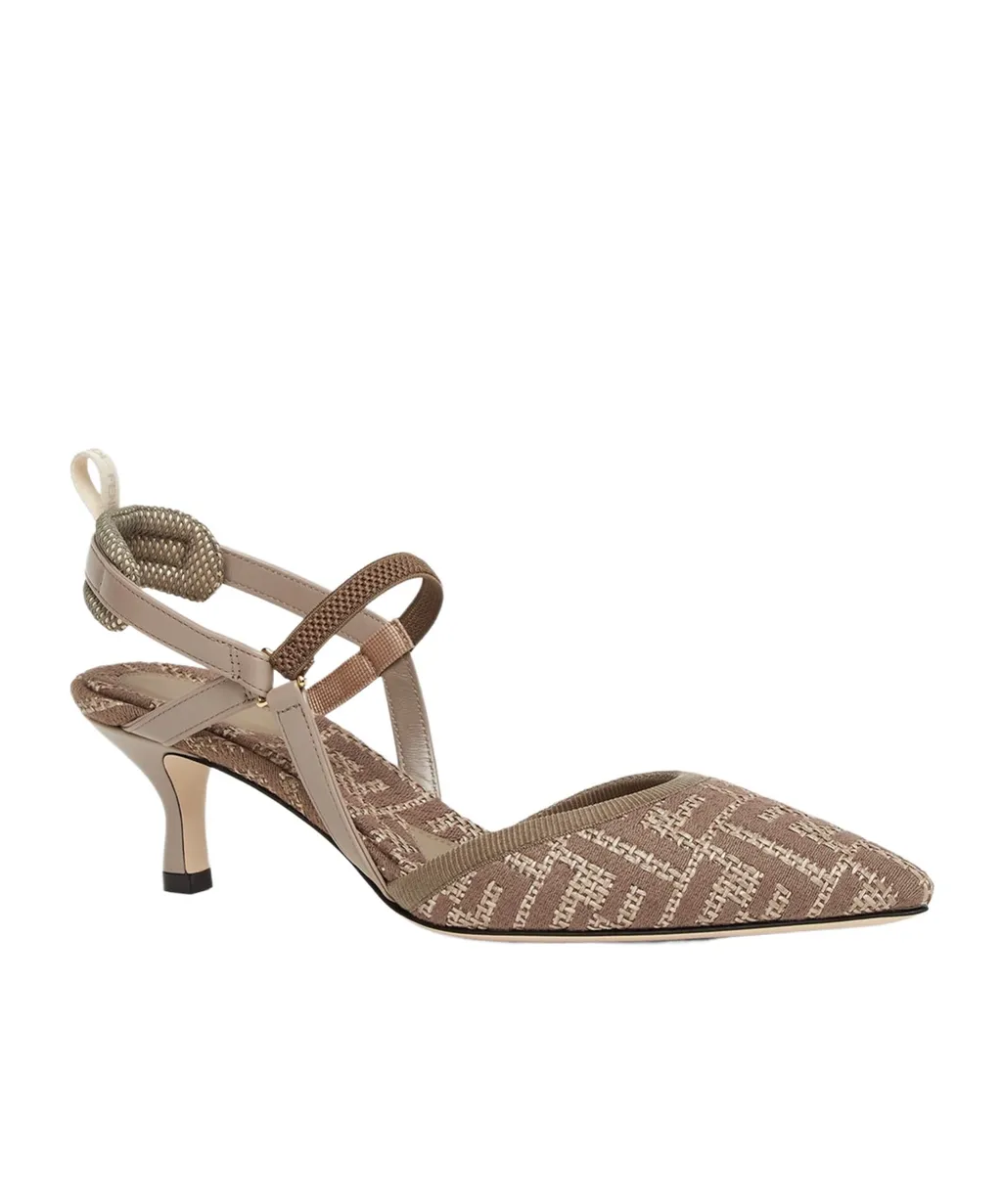 Fendi Logo Detailed Slingback Pumps
