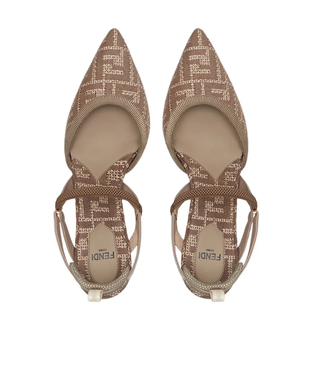 Fendi Logo Detailed Slingback Pumps